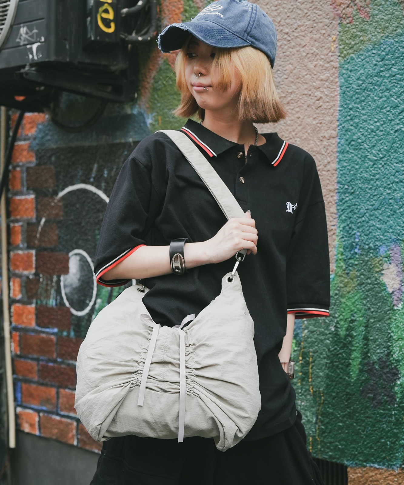 Rename リボン シャーリング バタフライ ギャザー ショルダー トートバッグ メンズ レディース