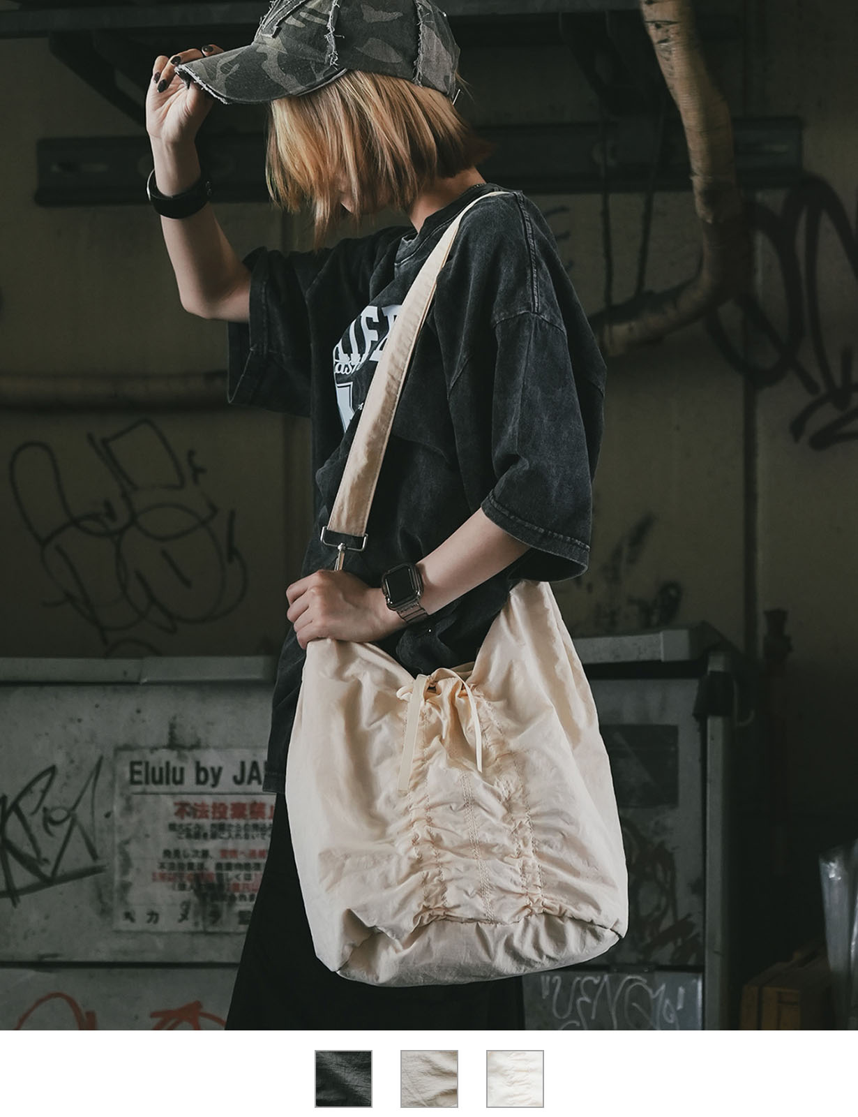 Rename リボン シャーリング バタフライ ギャザー ショルダー トートバッグ メンズ レディース