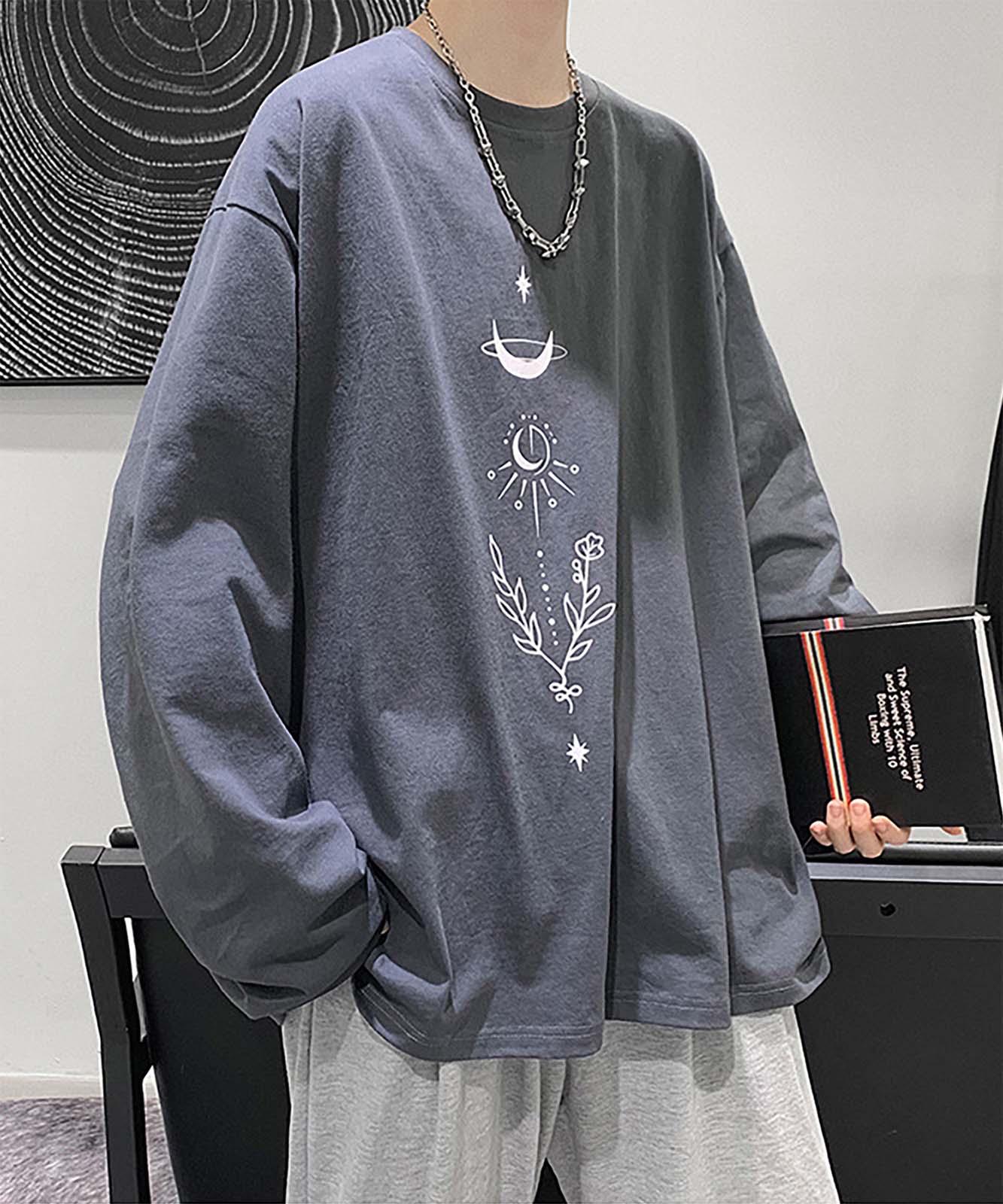 DEVICE select ビッグシルエット タトゥーデザイン プリントTシャツ ロンT 長袖 メンズ レディース ユニセックス