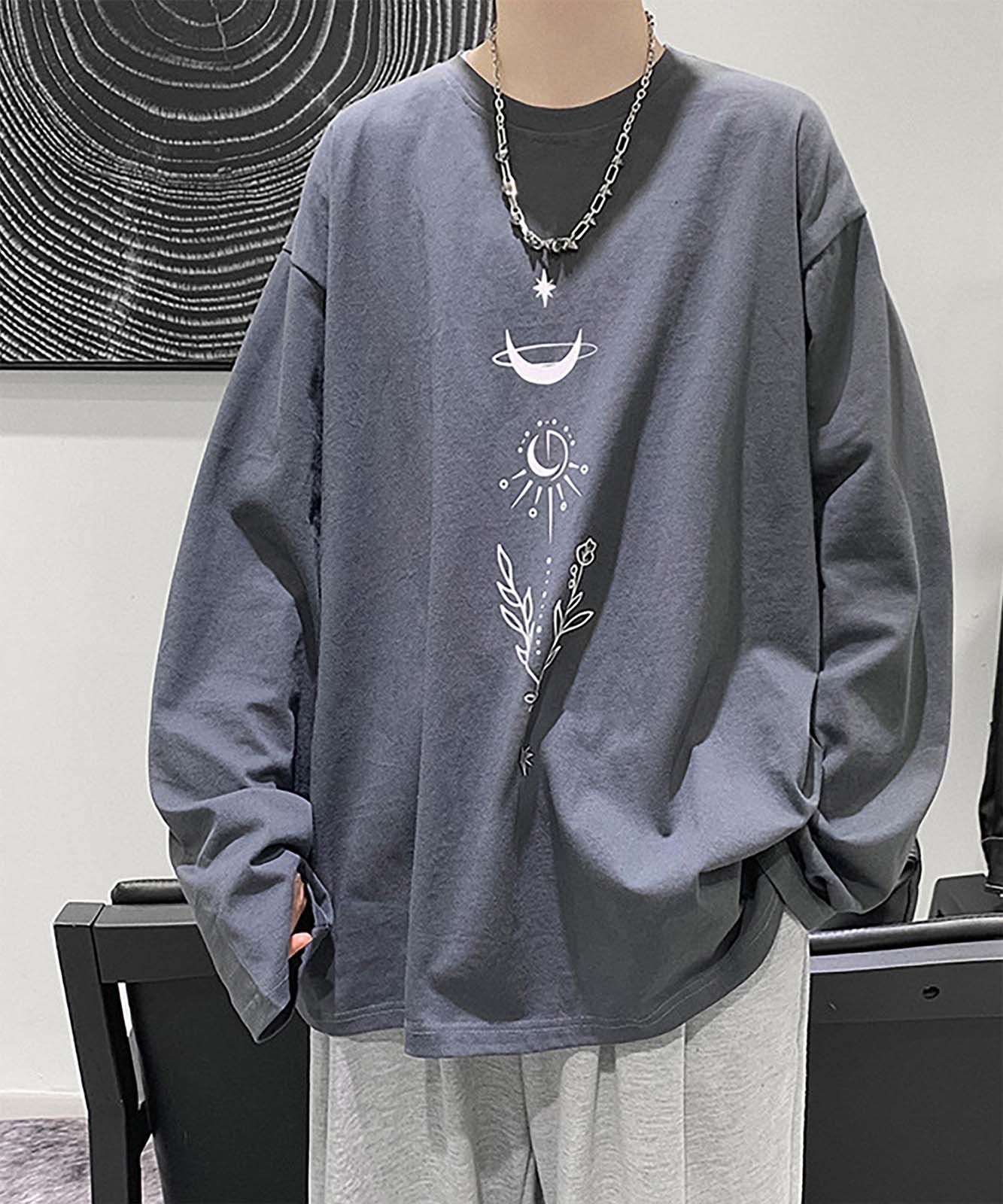 DEVICE select ビッグシルエット タトゥーデザイン プリントTシャツ ロンT 長袖 メンズ レディース ユニセックス