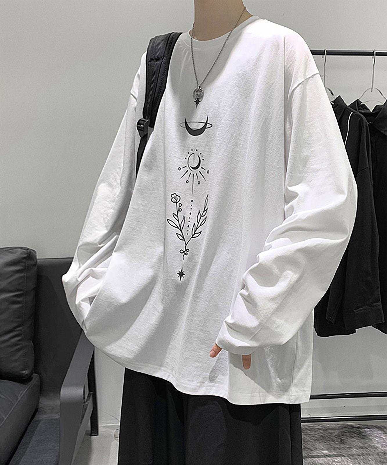 DEVICE select ビッグシルエット タトゥーデザイン プリントTシャツ ロンT 長袖 メンズ レディース ユニセックス