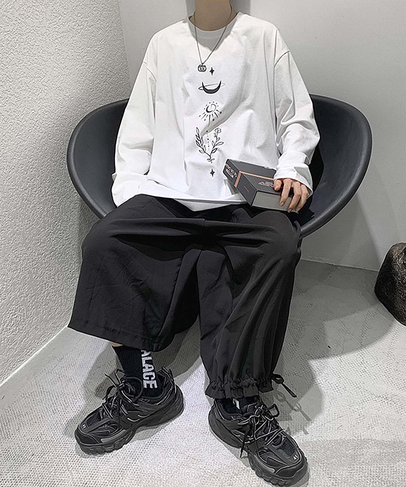 DEVICE select ビッグシルエット タトゥーデザイン プリントTシャツ ロンT 長袖 メンズ レディース ユニセックス