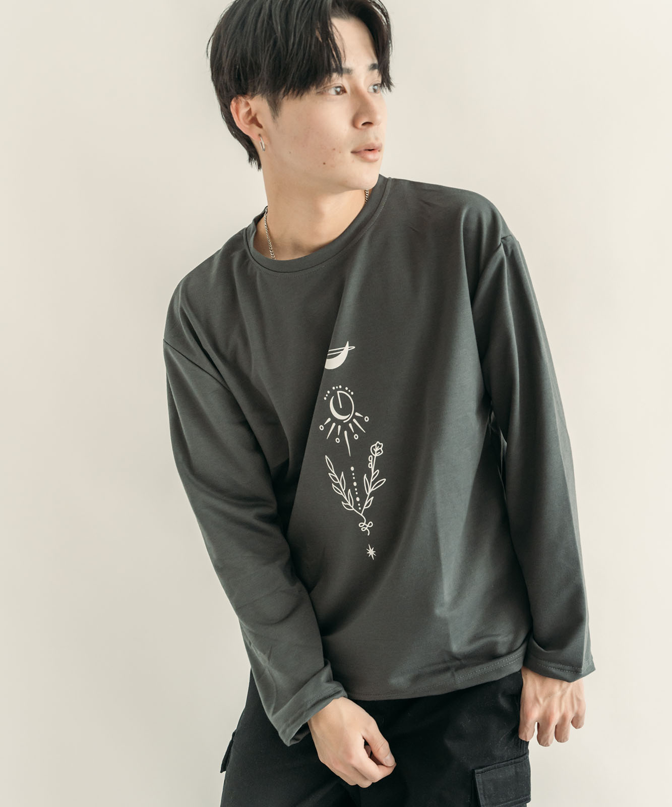 DEVICE select ビッグシルエット タトゥーデザイン プリントTシャツ ロンT 長袖 メンズ レディース ユニセックス