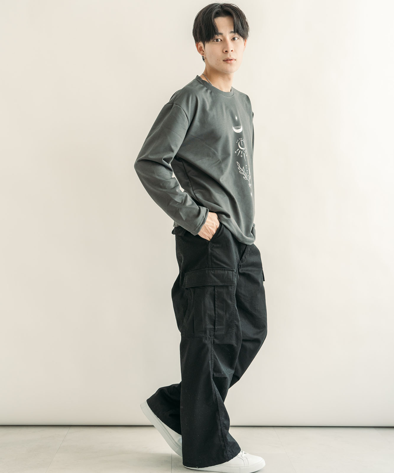 DEVICE select ビッグシルエット タトゥーデザイン プリントTシャツ ロンT 長袖 メンズ レディース ユニセックス