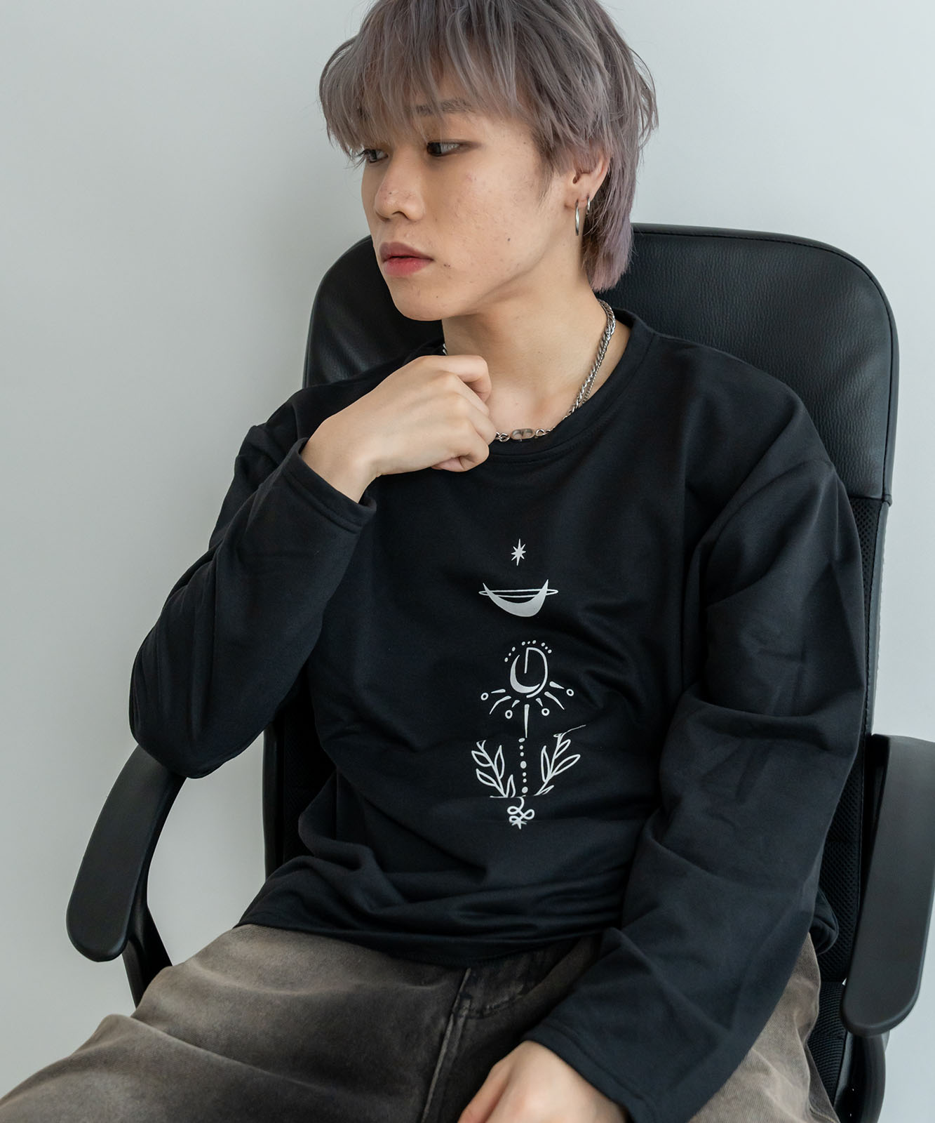 DEVICE select ビッグシルエット タトゥーデザイン プリントTシャツ ロンT 長袖 メンズ レディース ユニセックス