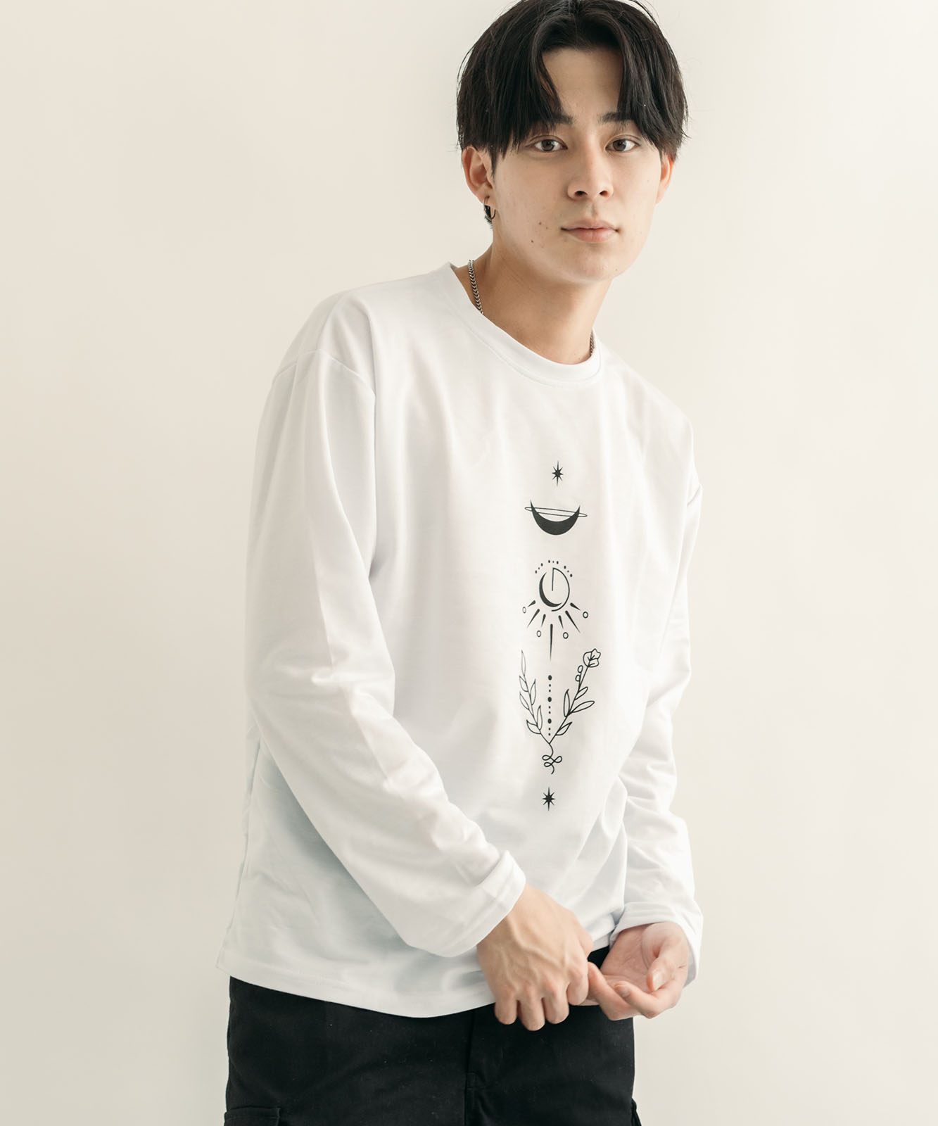 DEVICE select ビッグシルエット タトゥーデザイン プリントTシャツ ロンT 長袖 メンズ レディース ユニセックス