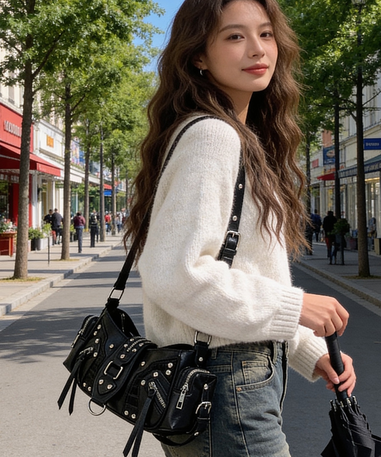 【 DEVICE select 】 スタッズ ベルト Y2K ショルダーバッグ メンズ レディース 韓国 ファッション TA1394B