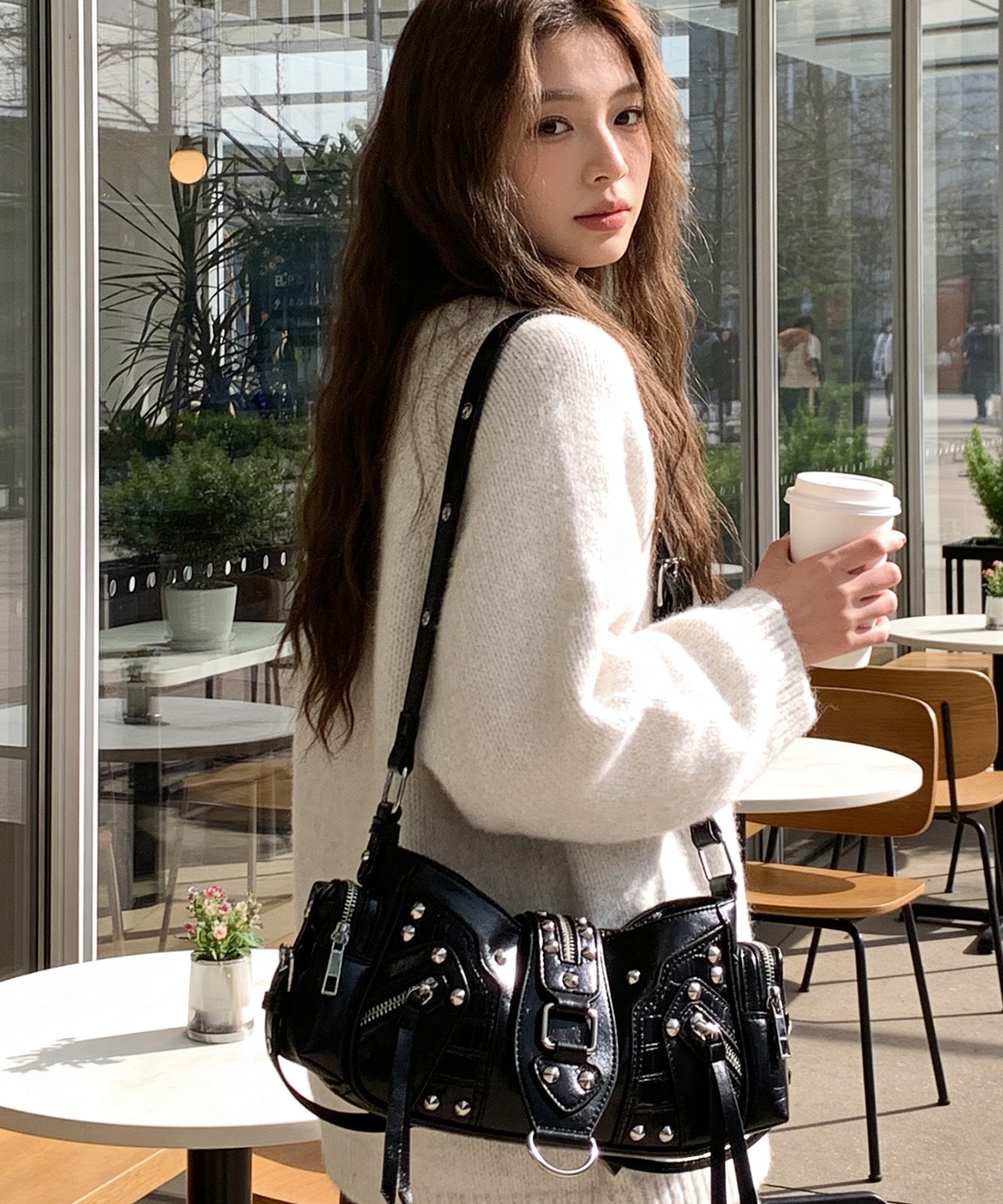 【 DEVICE select 】 スタッズ ベルト Y2K ショルダーバッグ メンズ レディース 韓国 ファッション TA1394B