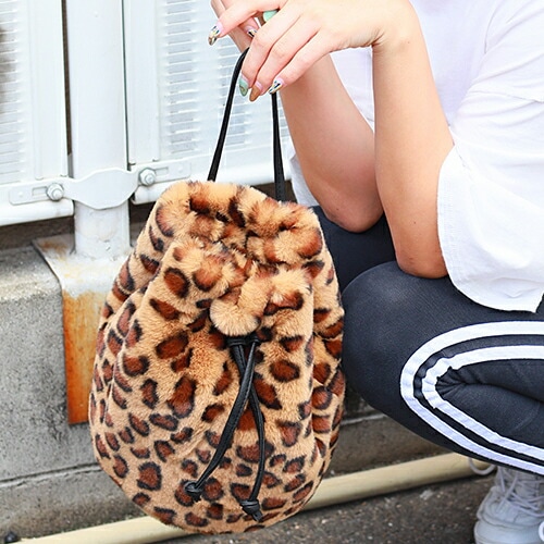 Rename ファー／ボア 巾着ハンドバッグ