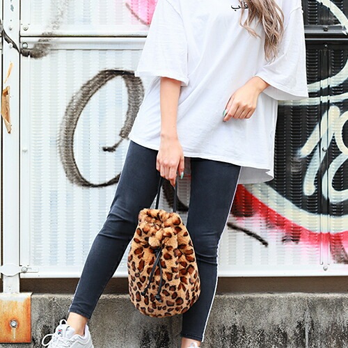 Rename ファー／ボア 巾着ハンドバッグ