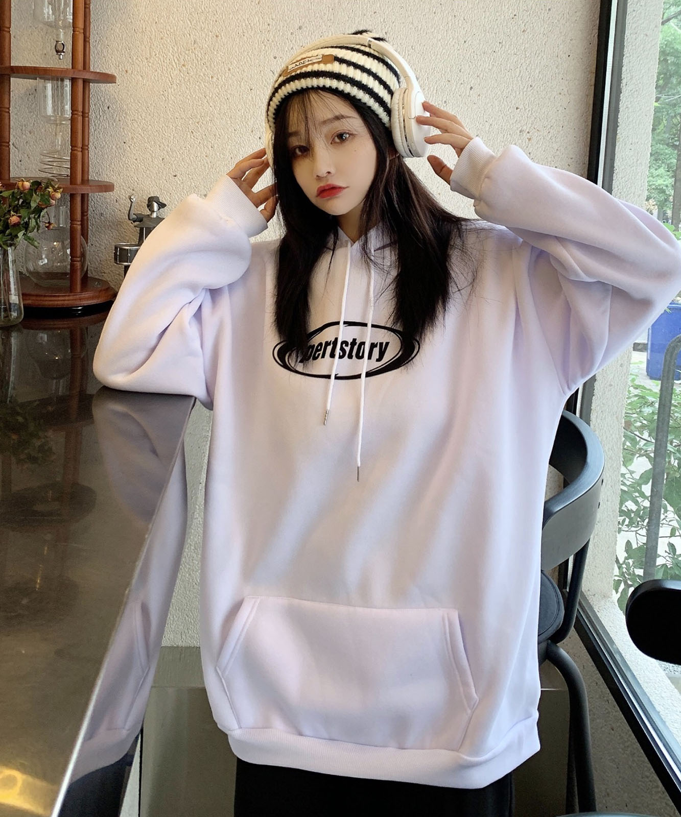 DEVICE select オーバーサイズ カレッジロゴ ストリートルーズ スウェット パーカー メンズ レディース