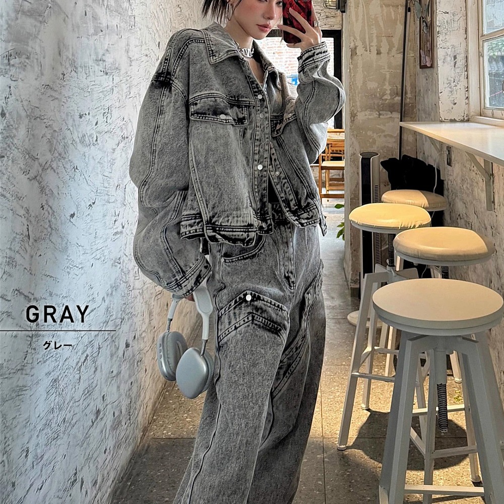 ヴィンテージ ウォッシュ セットアップ デニムジャケット デニムパンツ 