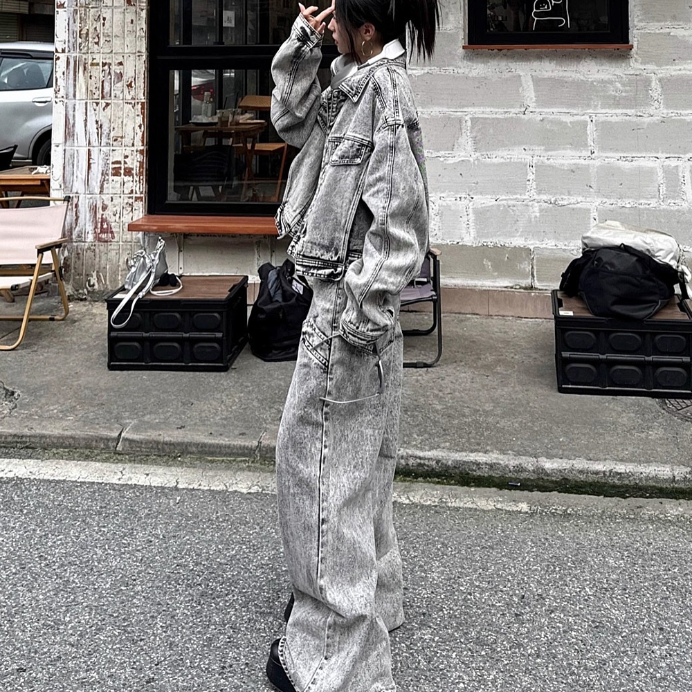 ヴィンテージ ウォッシュ セットアップ デニムジャケット デニムパンツ 