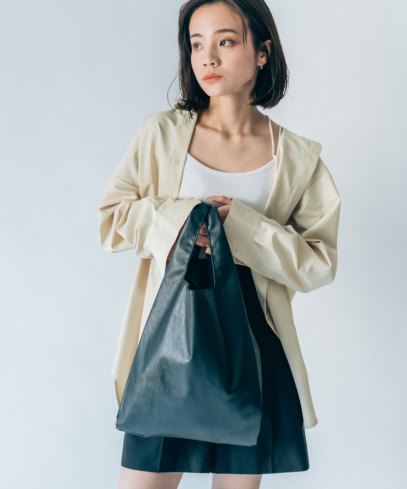 Rename フェイクレザー 2WAY  ショッパーショルダーバッグ