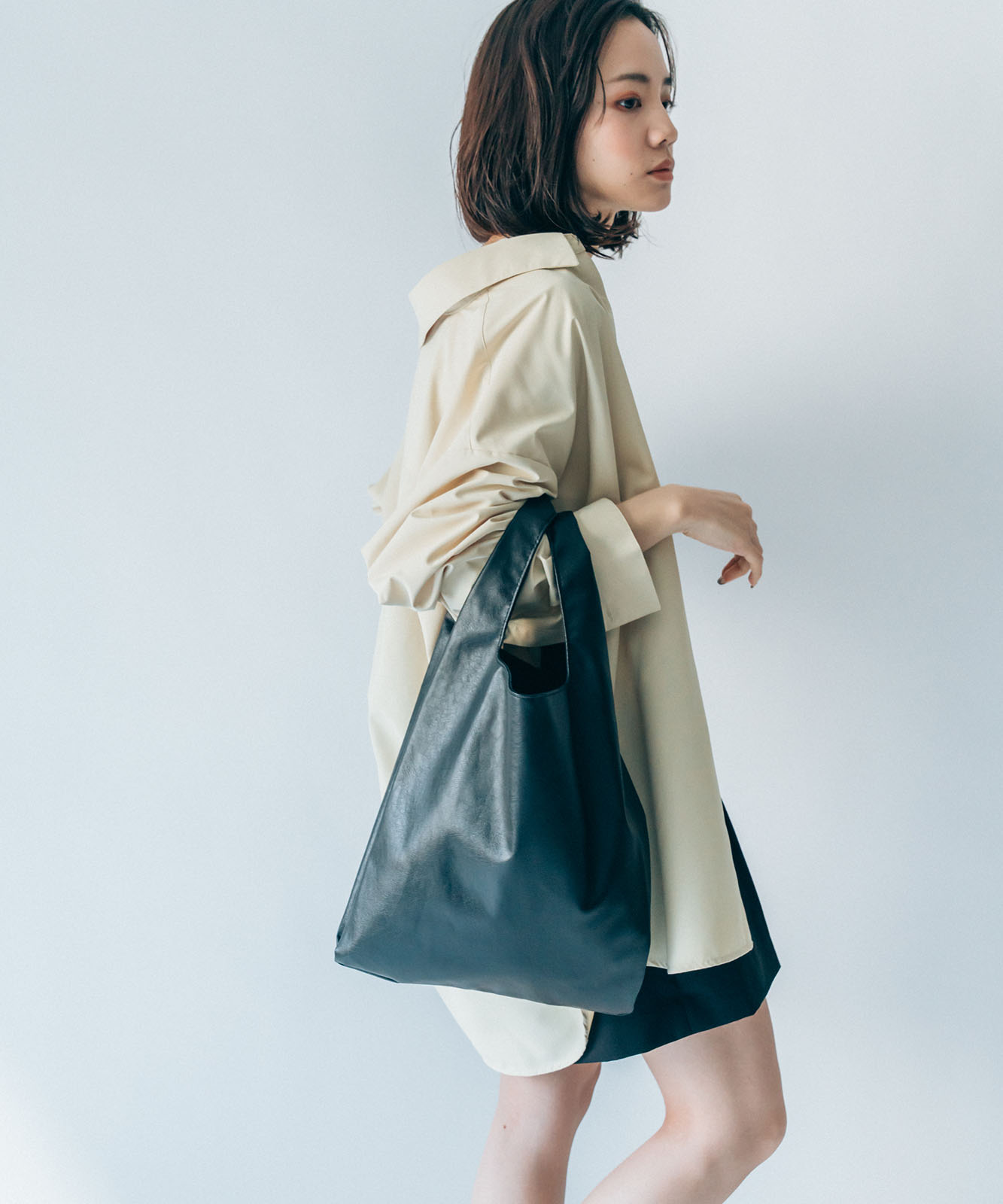 Rename フェイクレザー 2WAY  ショッパーショルダーバッグ