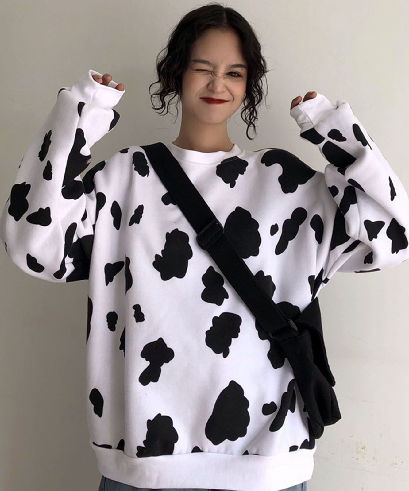 DEVICE select ダルメシアン柄 スウェット トレーナー クルー