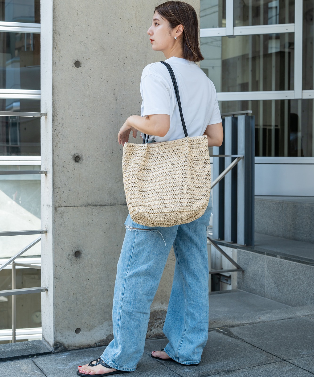 Rename カゴ キャンバス トートバッグ かごバッグ メンズ レディース