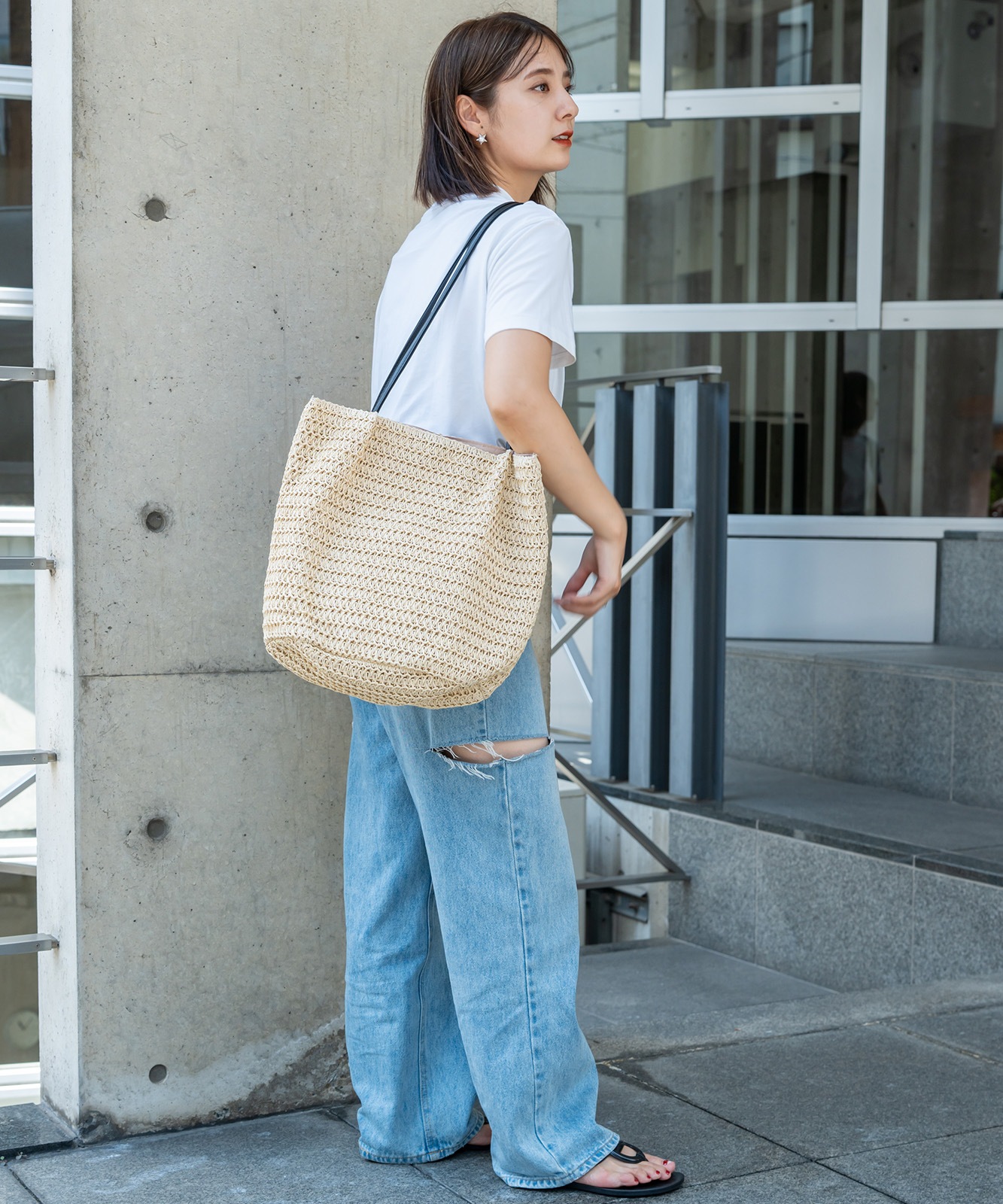 Rename カゴ キャンバス トートバッグ かごバッグ メンズ レディース