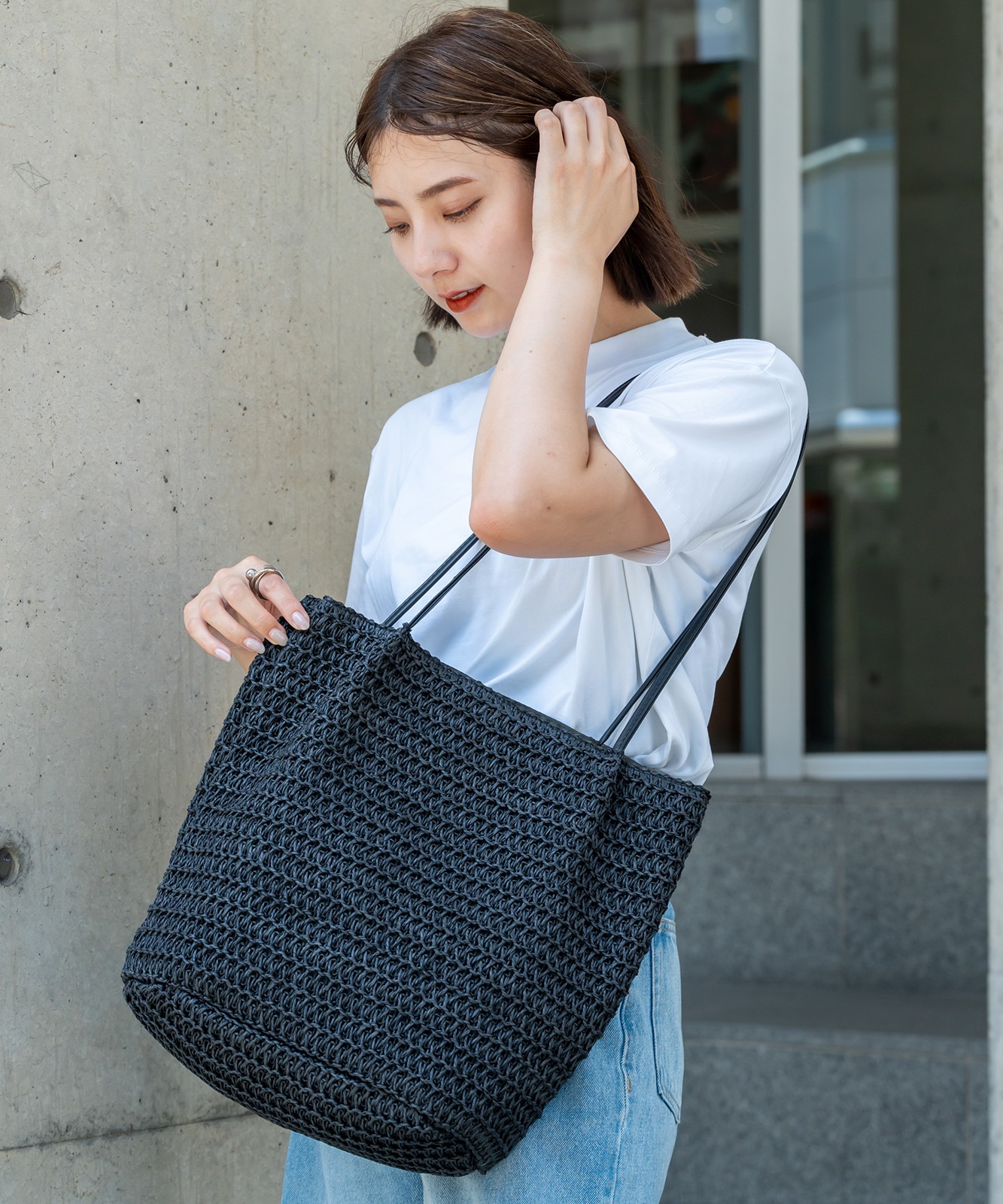 Rename カゴ キャンバス トートバッグ かごバッグ メンズ レディース