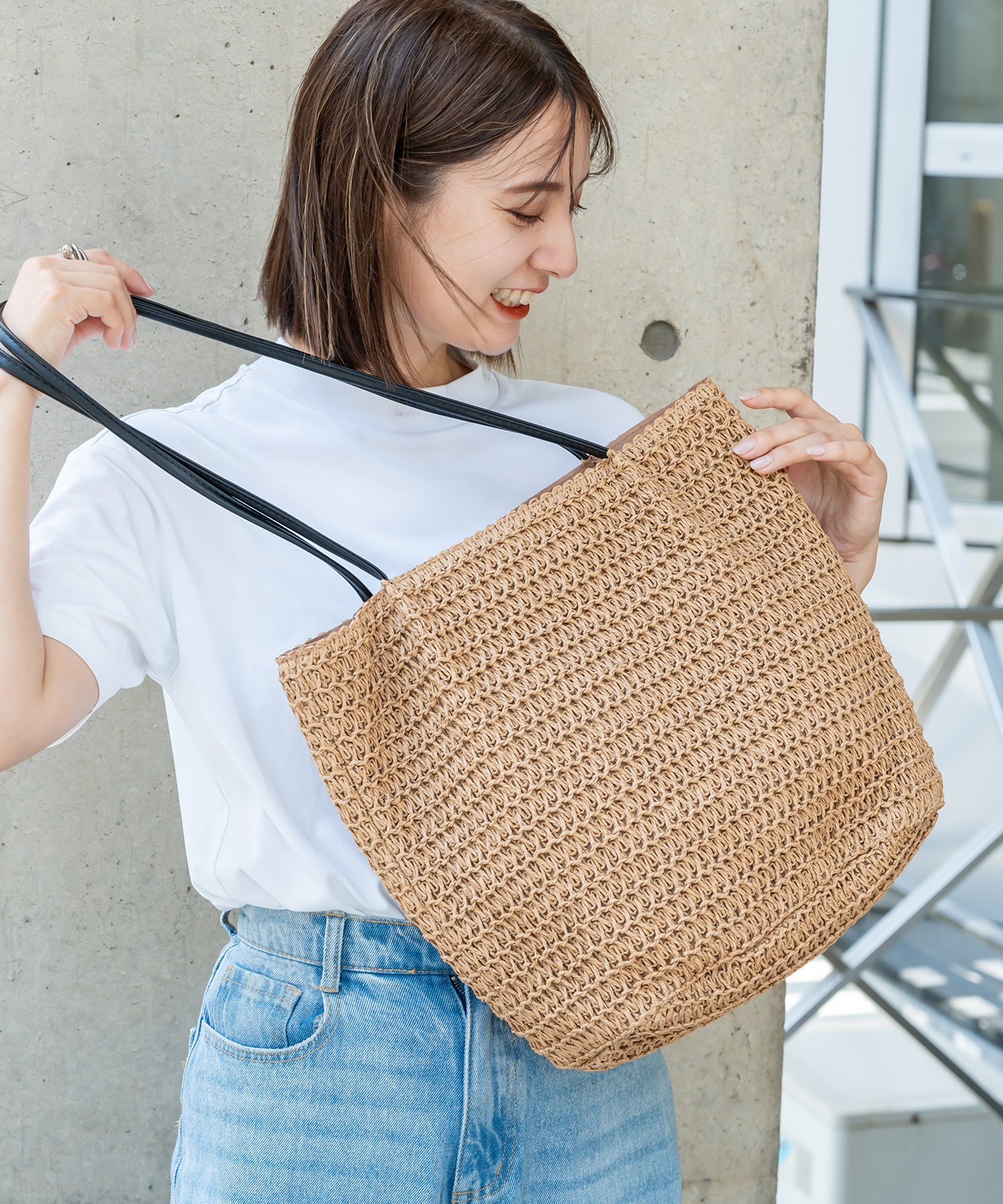 Rename カゴ キャンバス トートバッグ かごバッグ メンズ レディース