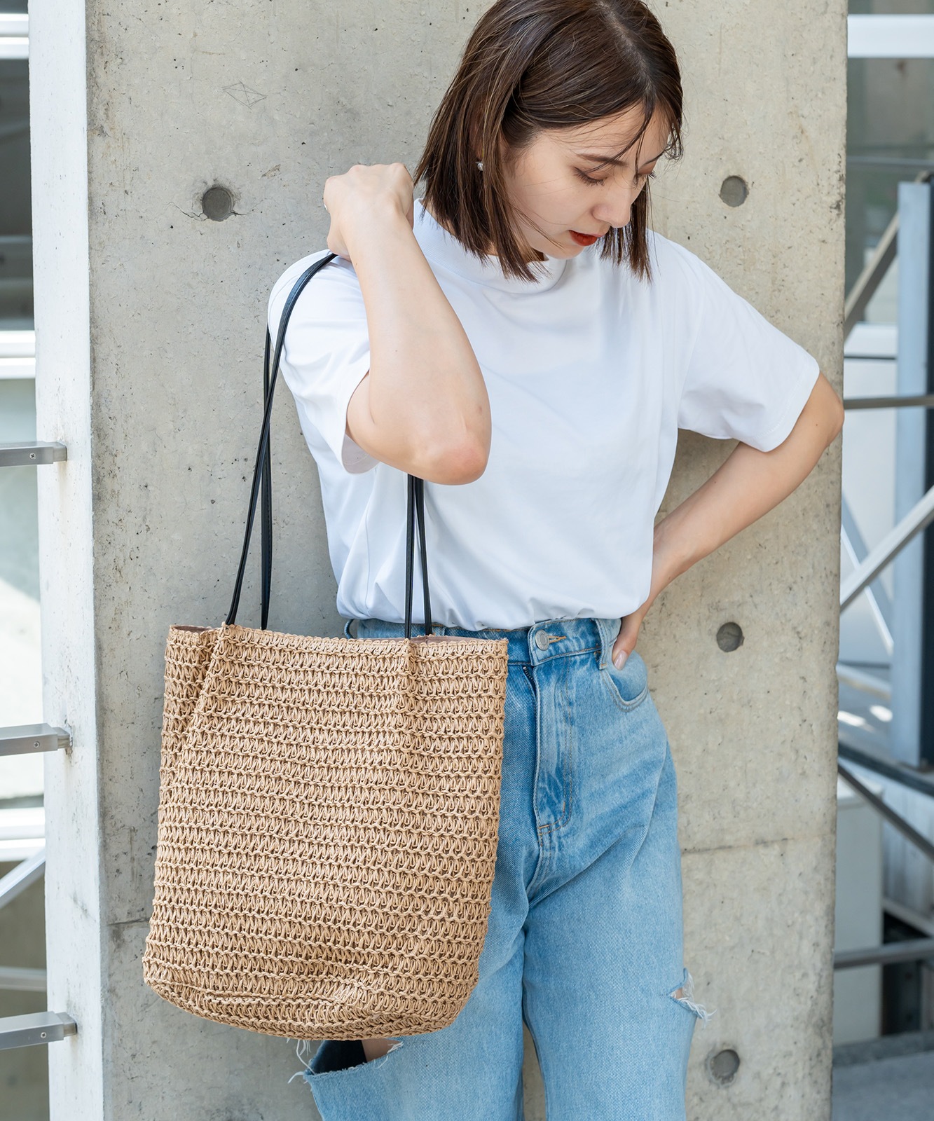 Rename カゴ キャンバス トートバッグ かごバッグ メンズ レディース