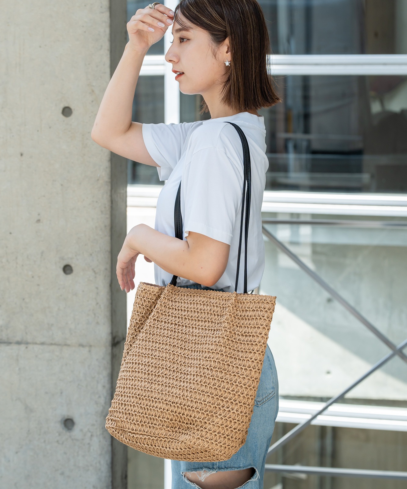 Rename カゴ キャンバス トートバッグ かごバッグ メンズ レディース