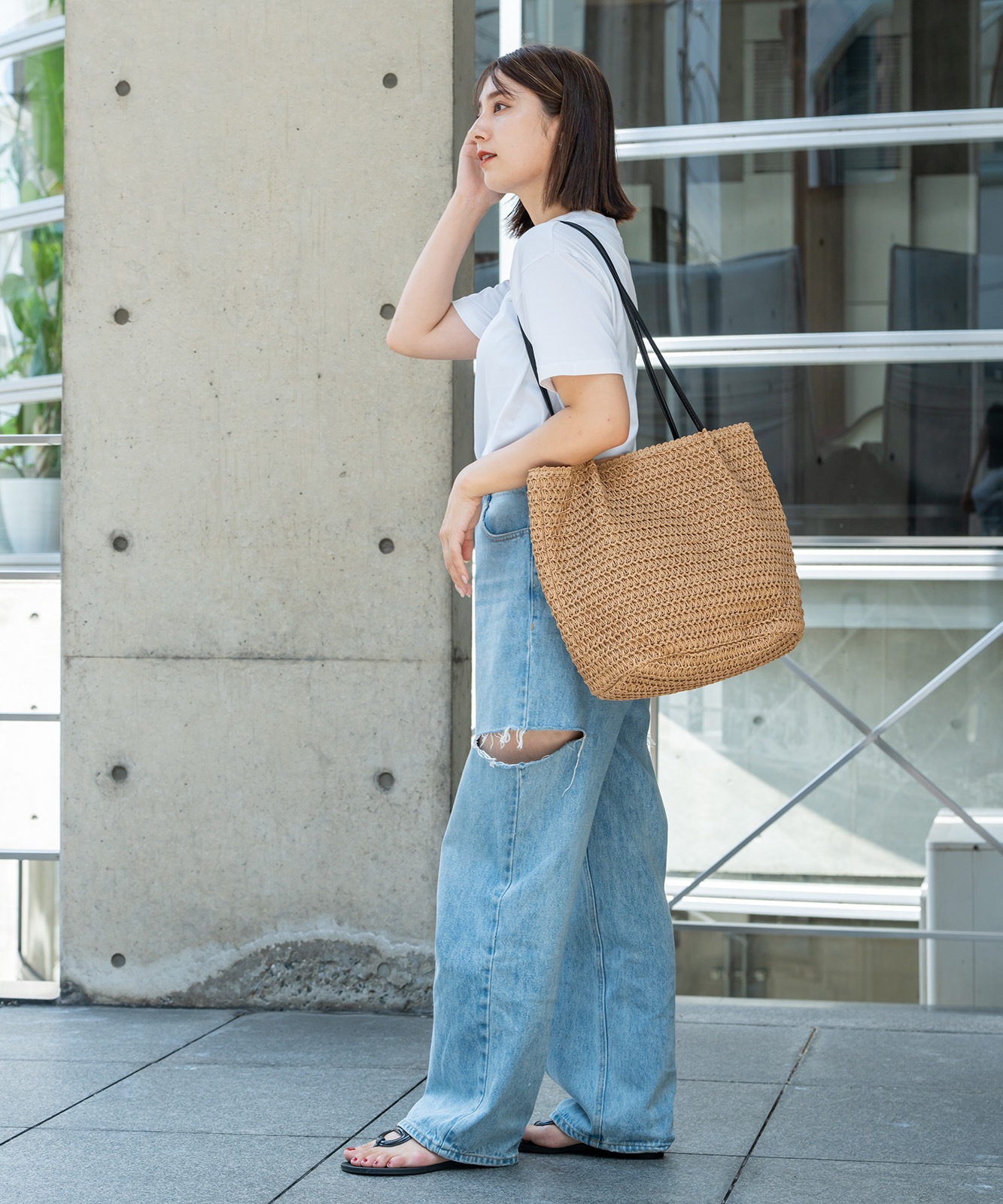 Rename カゴ キャンバス トートバッグ かごバッグ メンズ レディース