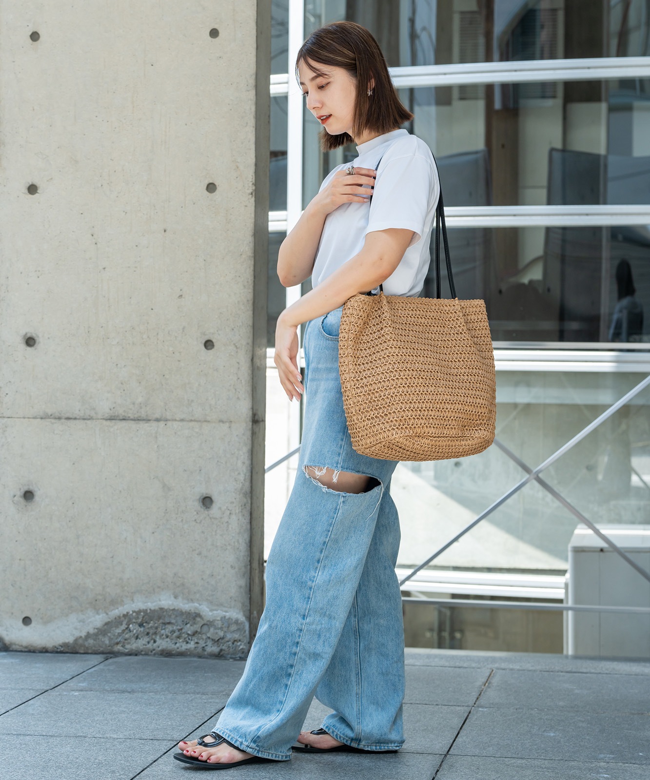 Rename カゴ キャンバス トートバッグ かごバッグ メンズ レディース