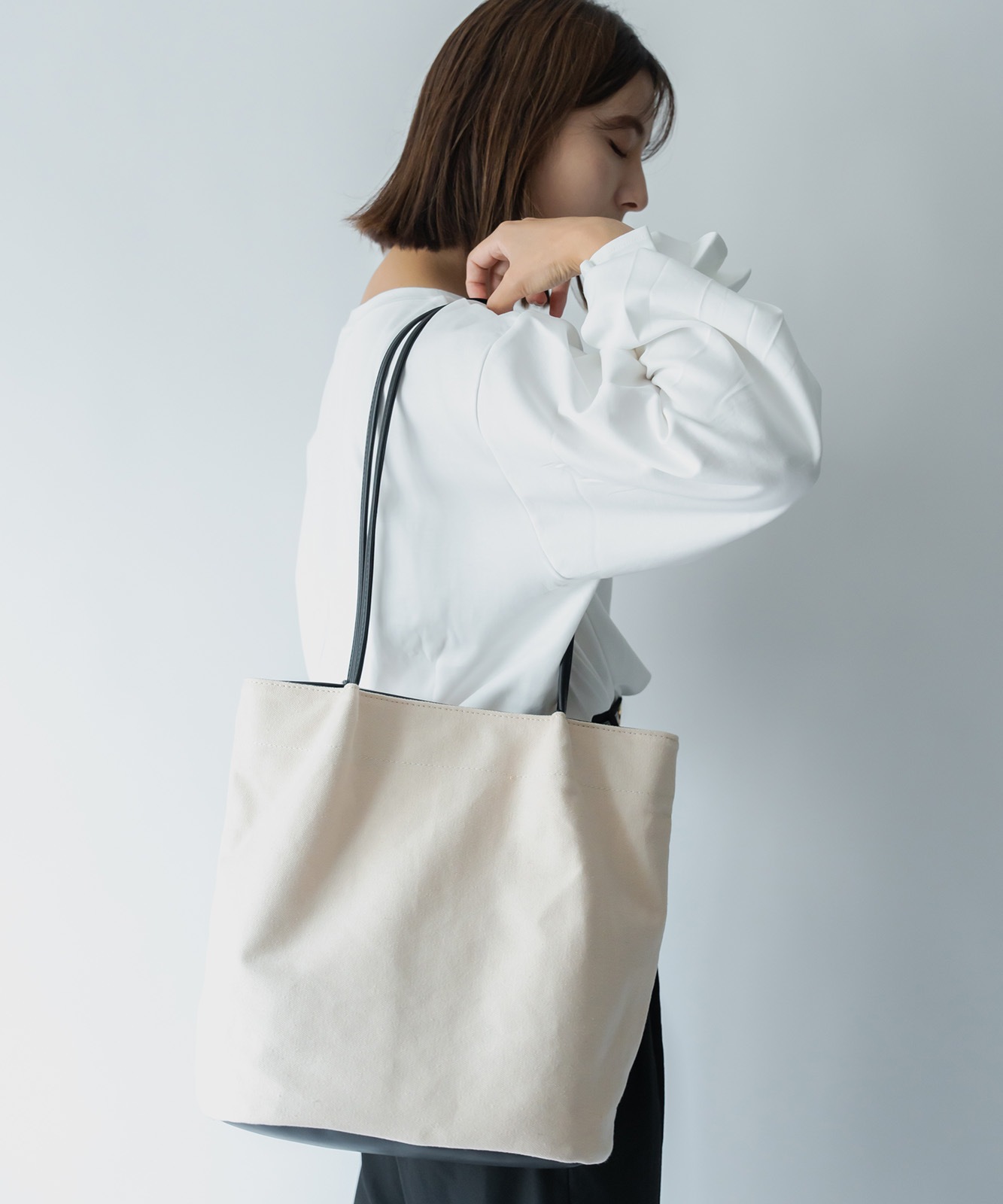 kago tote （内袋キナリ付） KURASHI+Ki BAG A4 Kinari（トート・キナリ）(キナリ): せとうち