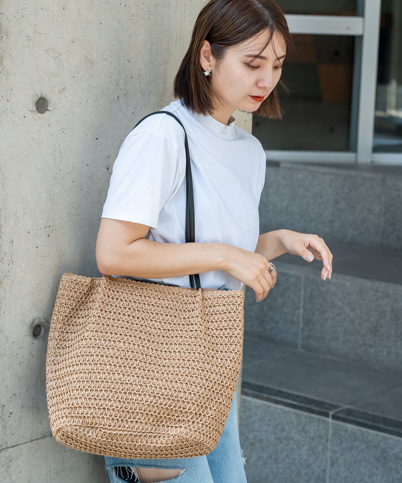 Rename カゴ キャンバス トートバッグ かごバッグ メンズ レディース