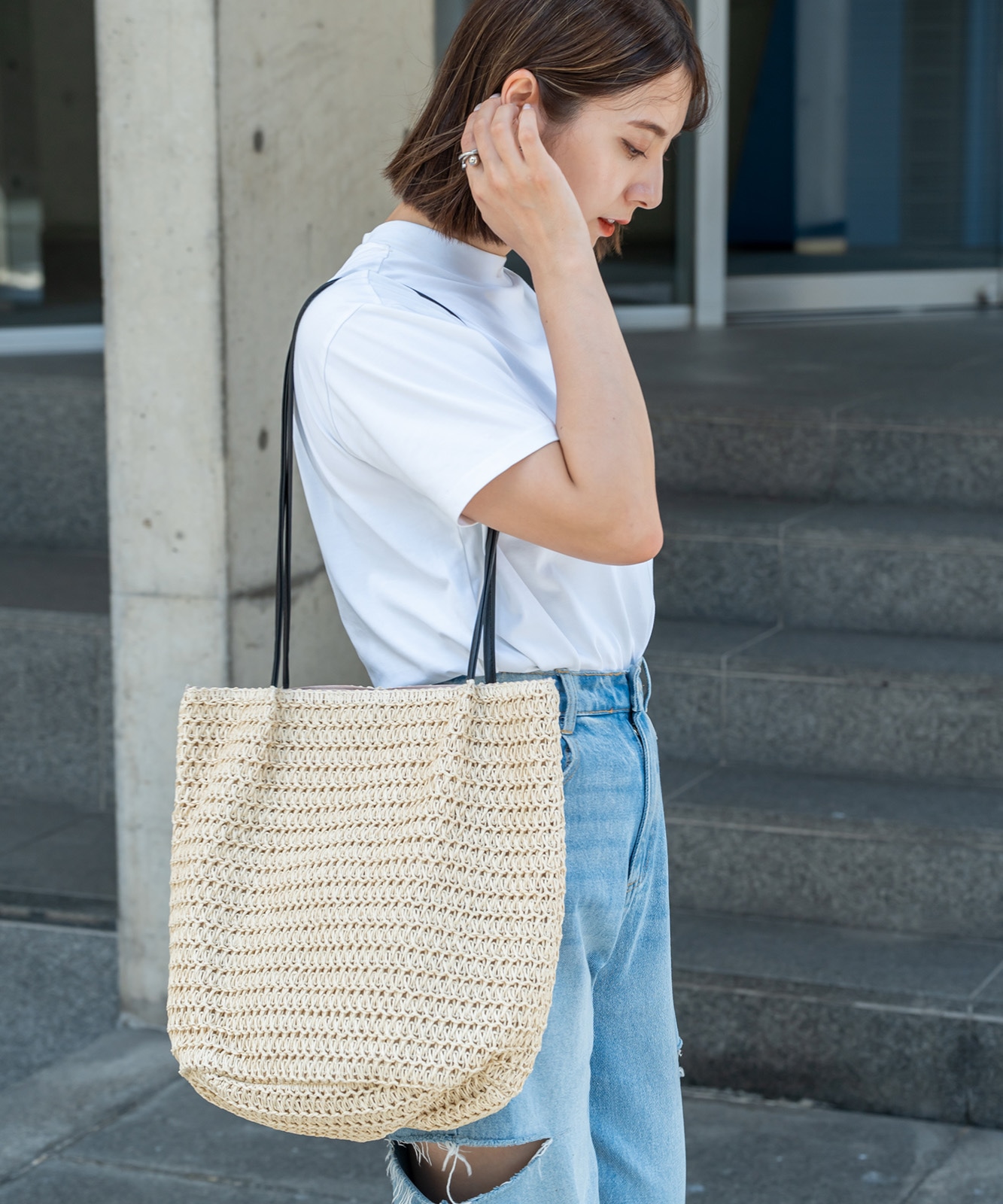 Rename カゴ キャンバス トートバッグ かごバッグ メンズ レディース