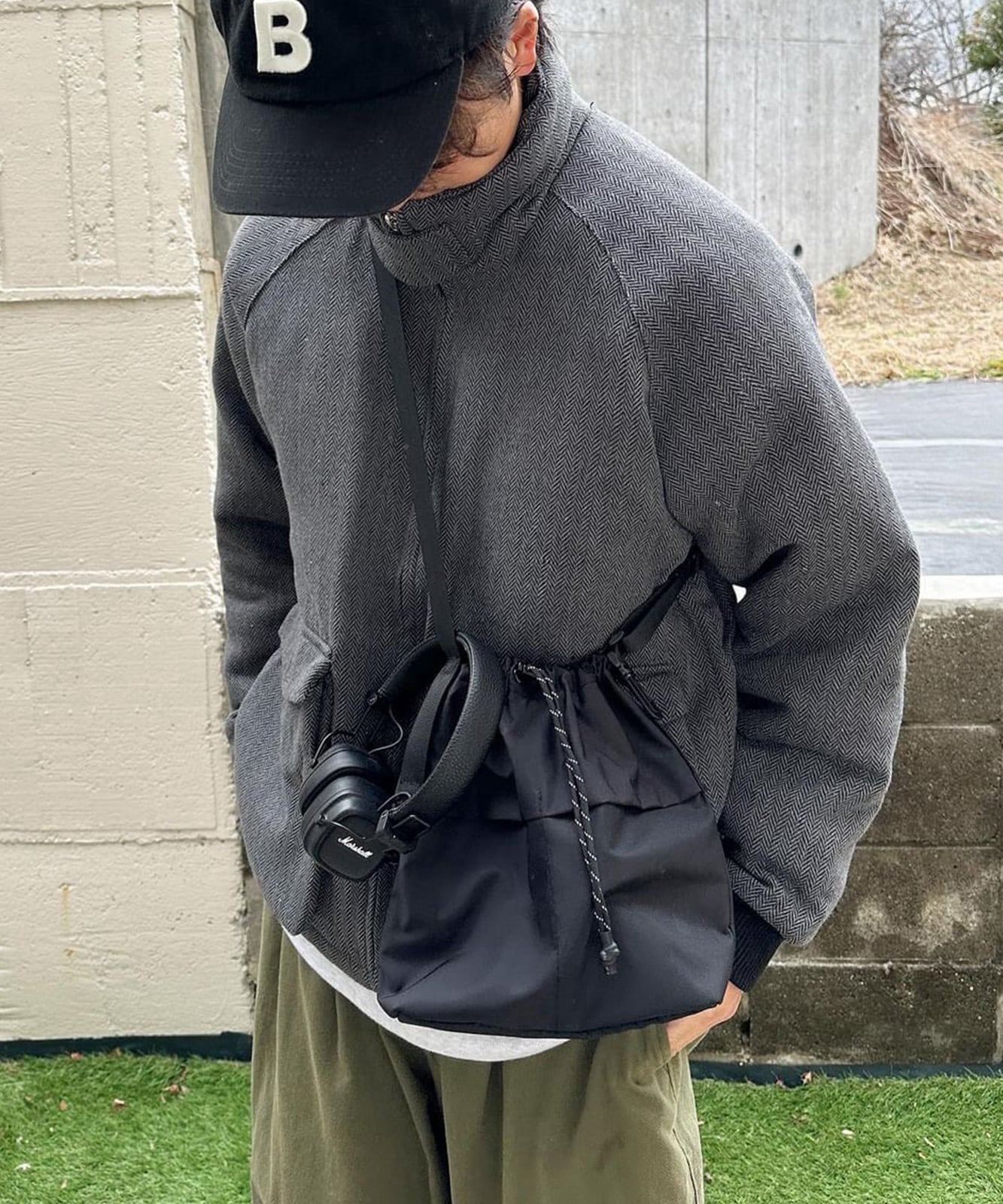 【 DEVICE × mikaコラボ 】 Rename カラビナ付き パラコード巾着 ナイロン ショルダーバッグ 巾着バッグ メンズ レディース