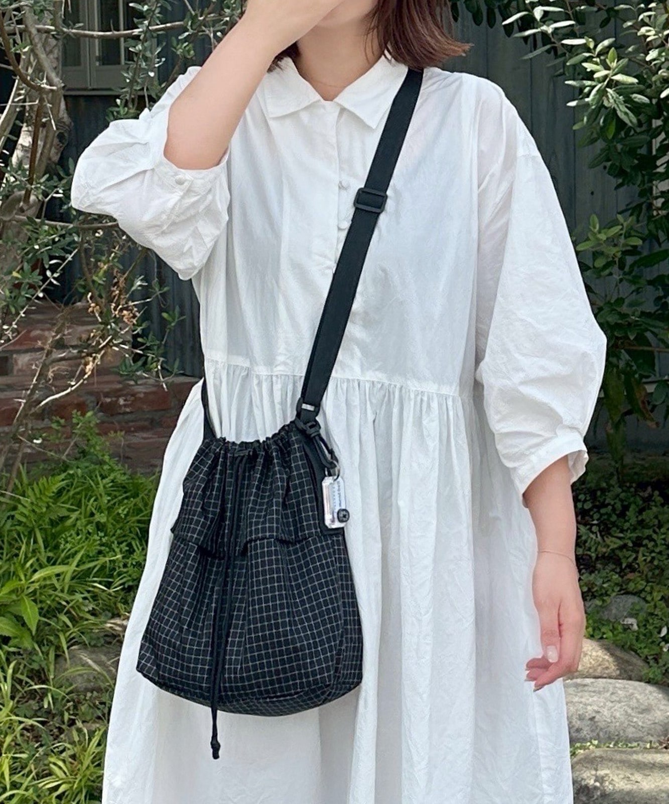 【 DEVICE × mikaコラボ 】 Rename カラビナ付き パラコード巾着 ナイロン ショルダーバッグ 巾着バッグ メンズ レディース