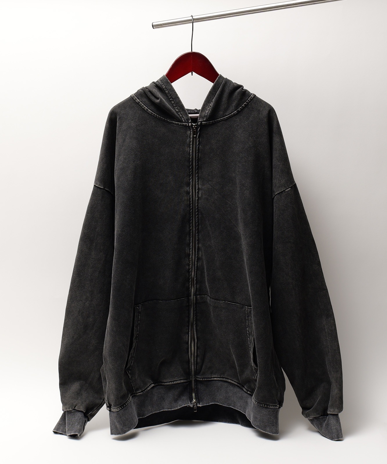 【 DEVICE select 】 ピグメント ヴィンテージライク ダブルジップパーカー メンズ レディース ユニセックス 韓国風 Y2K カジュアル ストリート 秋服 TA1187P