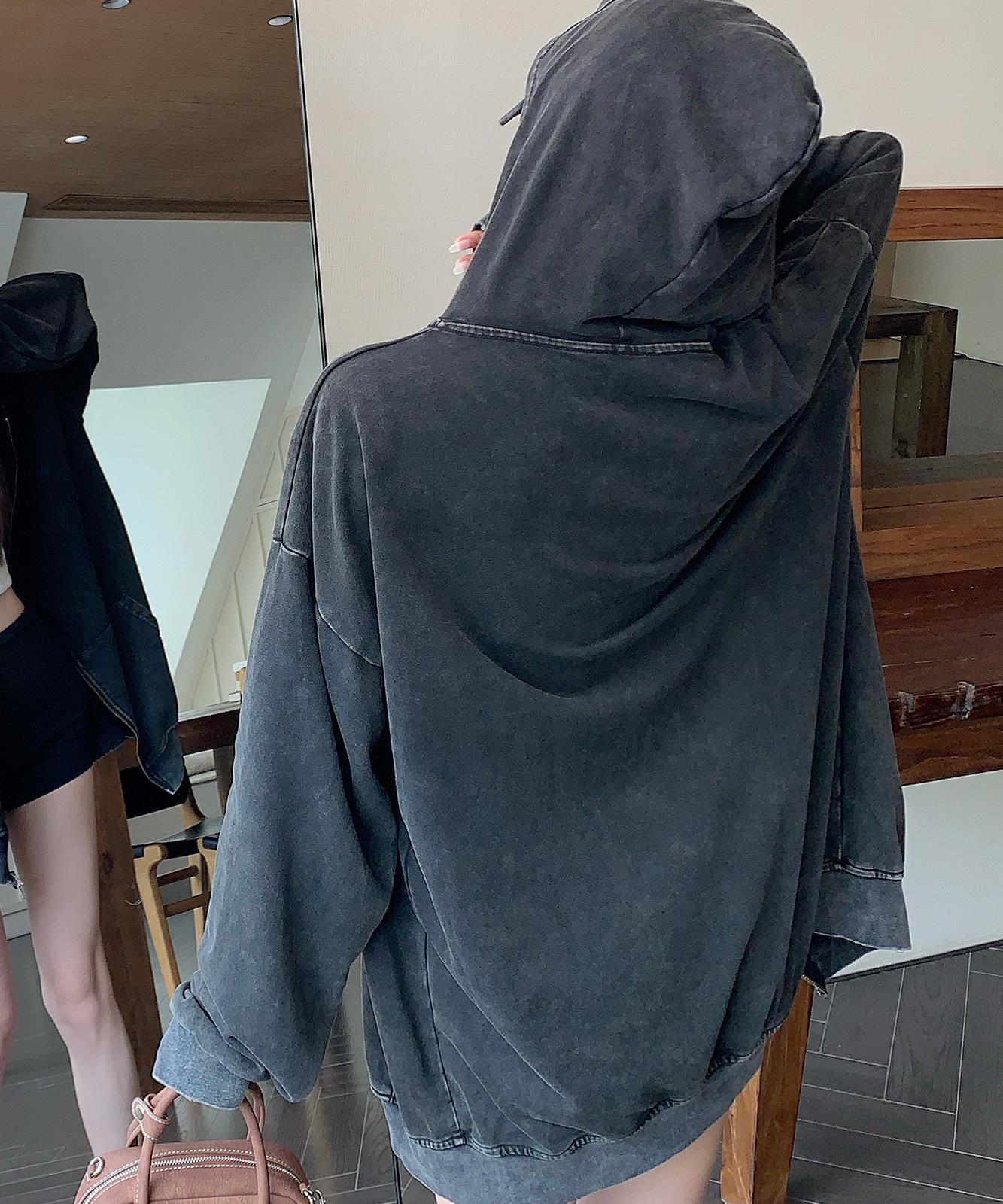 【 DEVICE select 】 ピグメント ヴィンテージライク ダブルジップパーカー メンズ レディース ユニセックス 韓国風 Y2K カジュアル ストリート 秋服 TA1187P