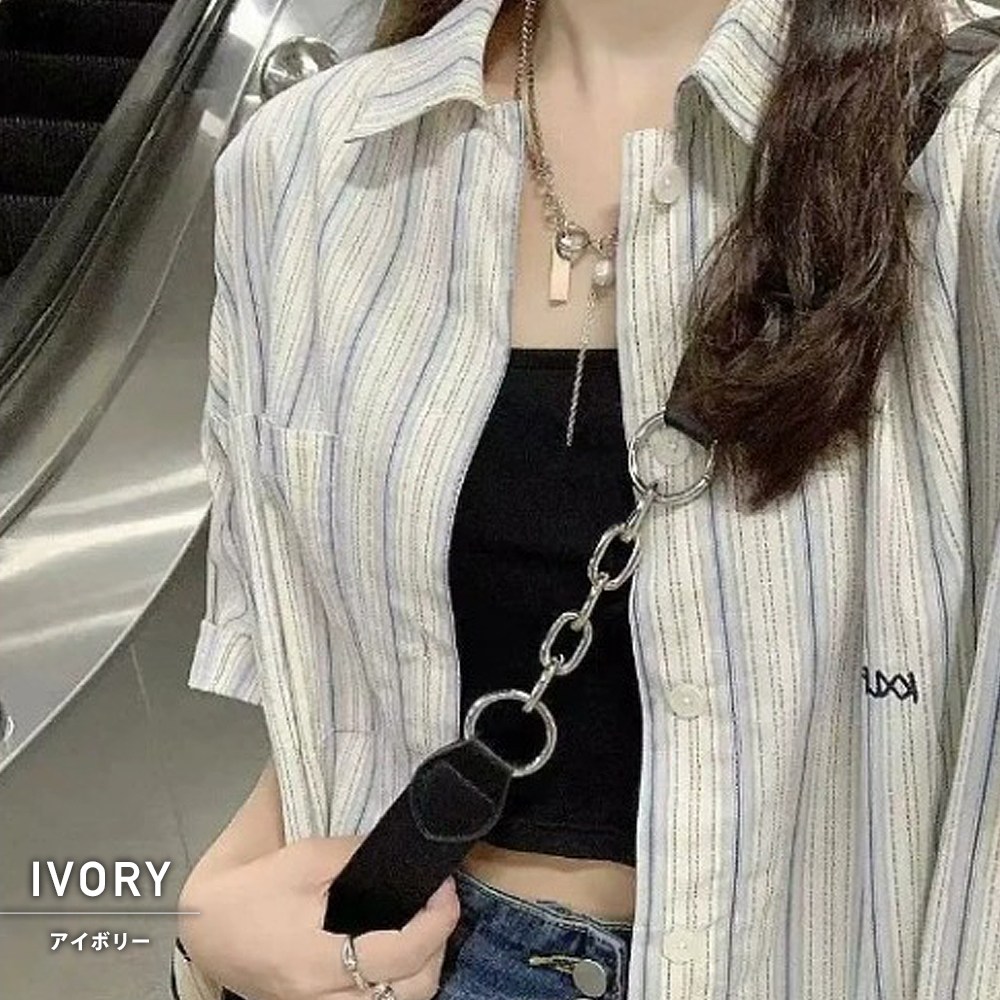 ストライプ ビッグシルエット 半袖 シャツ