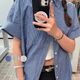 ストライプ ビッグシルエット 半袖 シャツ