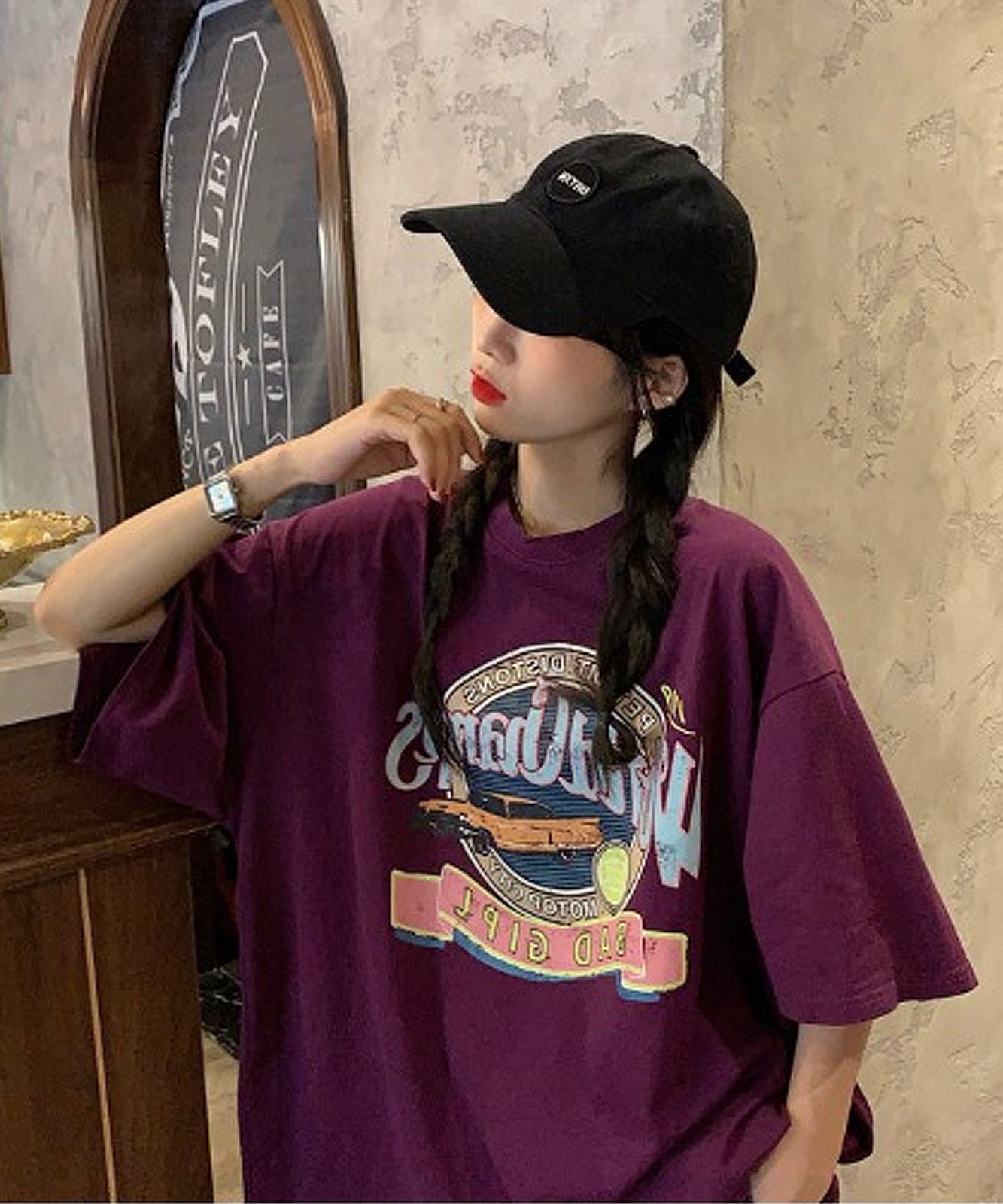 DEVICE｜ビッグシルエット 古着風 プリント 半袖 Tシャツ メンズ