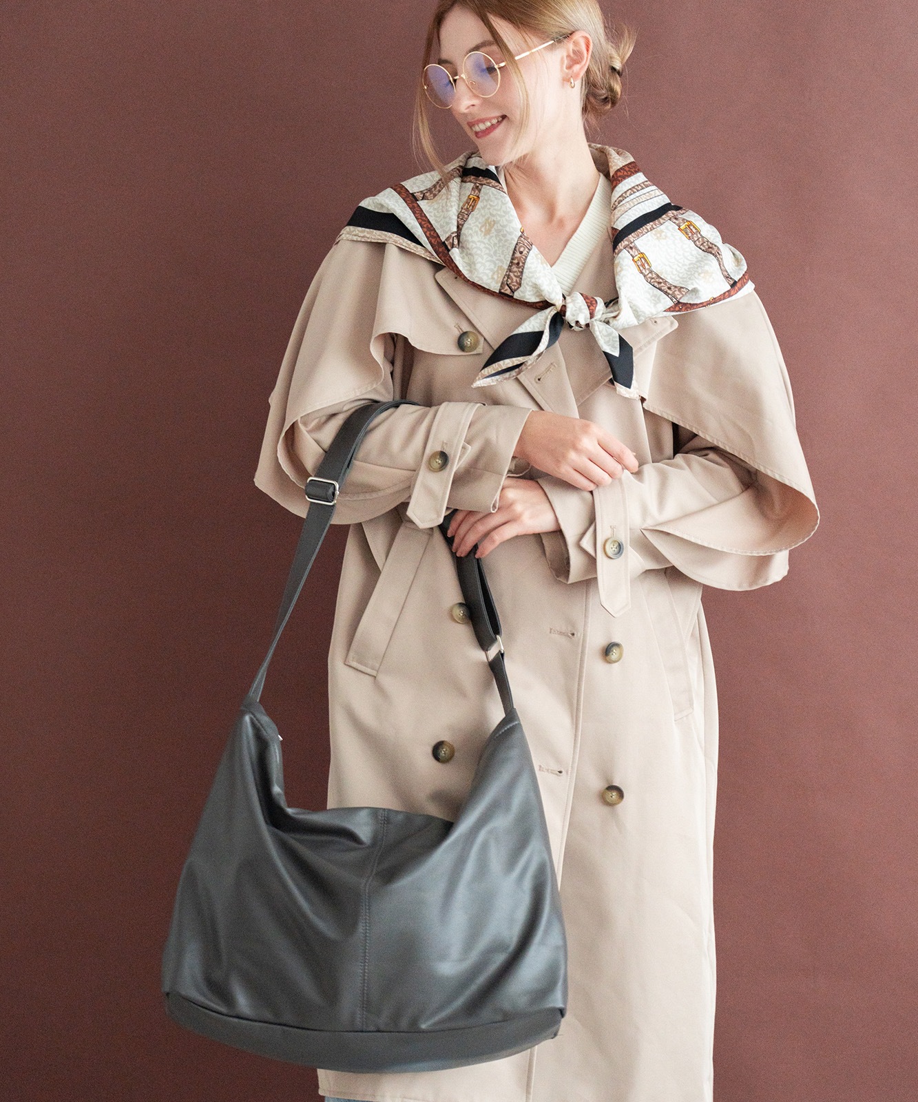 DEVICE 】 ルーズ マンメイドレザー ショルダーバッグ メンズ