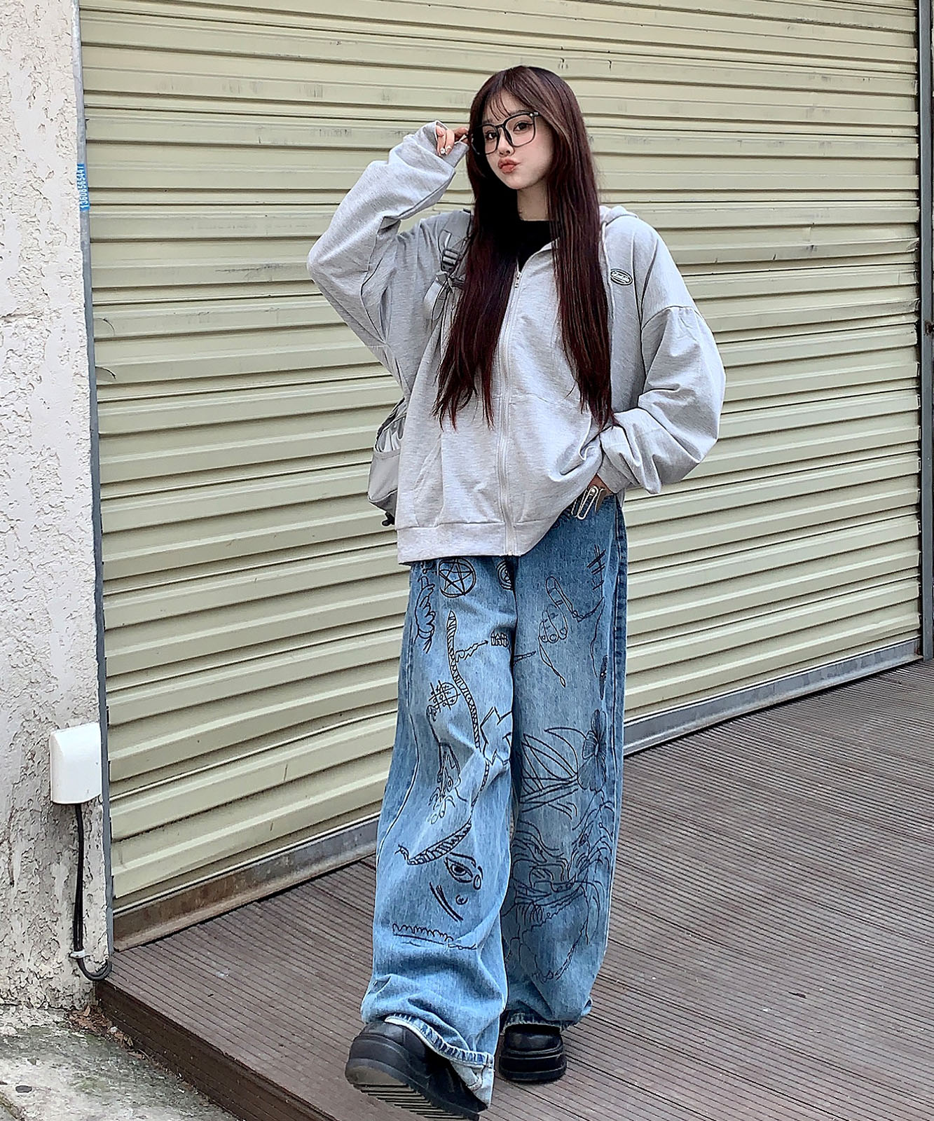 【 DEVICE select 】 オーバーサイズ ルーズデザイン フーディ パーカー メンズ レディース ユニセックス TA415P