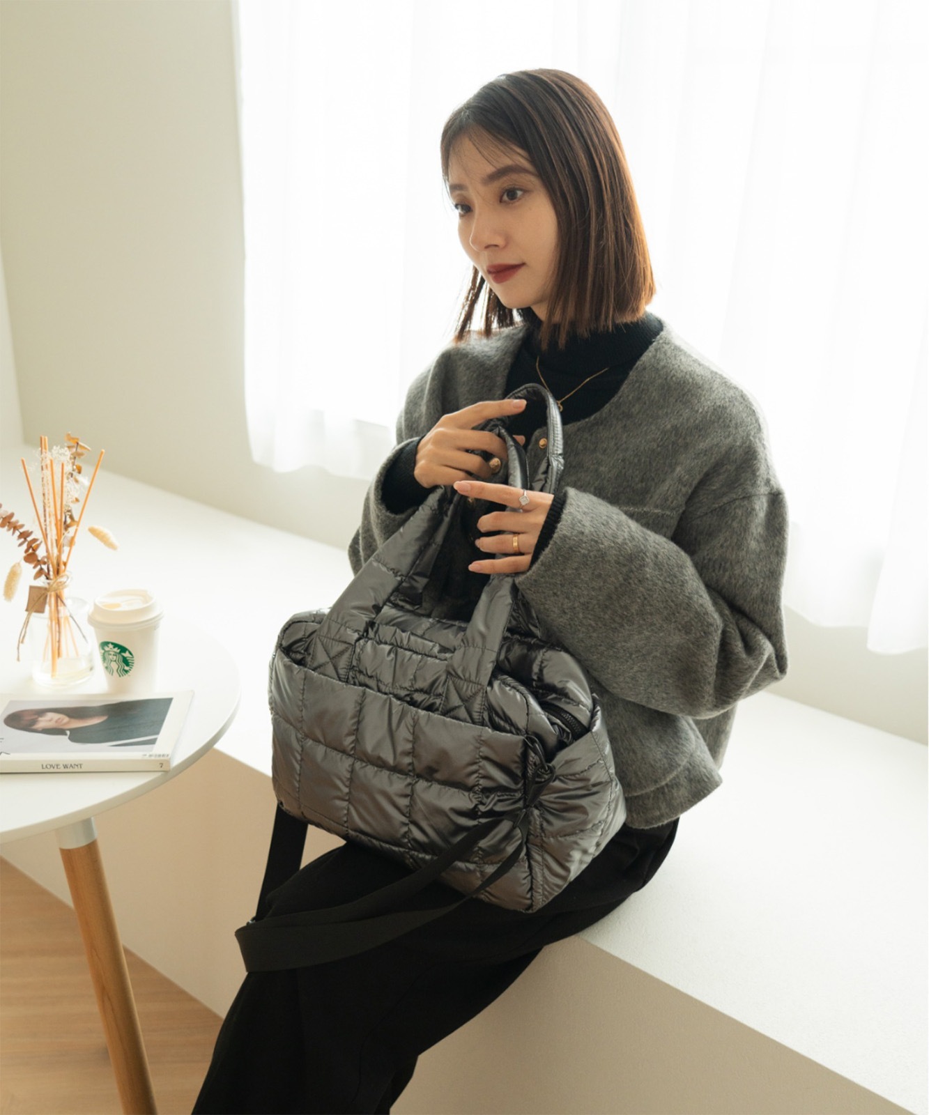 Rename キルティング トートバッグ 肩掛けバッグ メンズ レディース