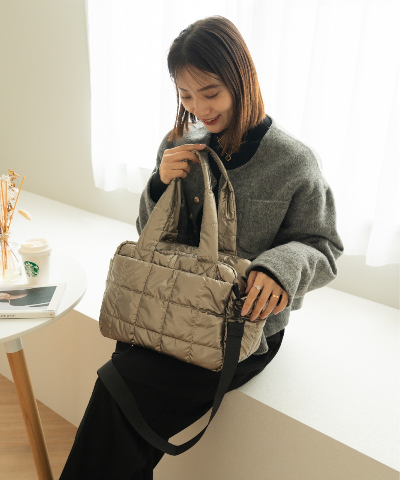 Rename キルティング トートバッグ 肩掛けバッグ メンズ レディース