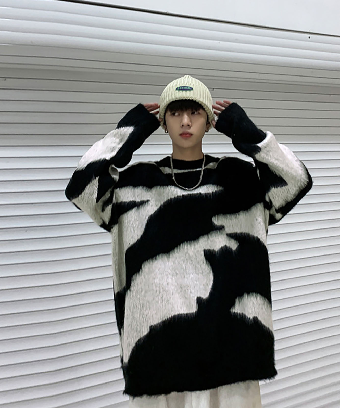 オーバーサイズ ニュアンス モノトーン モノクロ モヘアニット セーター ノームコア メンズ レディース