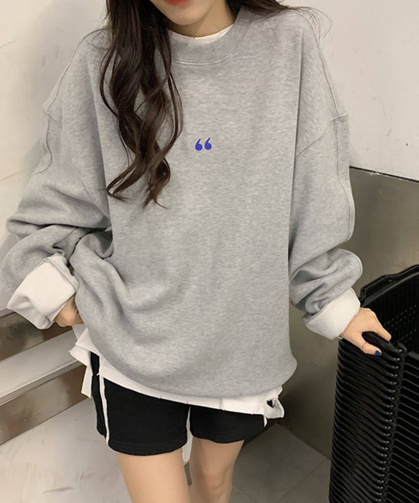 シンボルマーク シンプル ワンポイント オーバーサイズ スウェット トレーナー ビッグシルエット ノームコア メンズ レディース