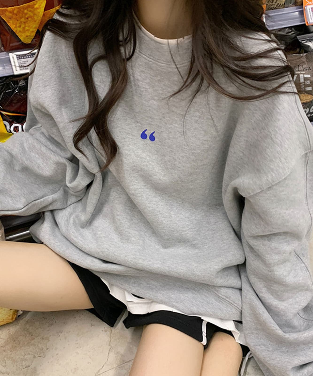 シンボルマーク シンプル ワンポイント オーバーサイズ スウェット トレーナー ビッグシルエット ノームコア メンズ レディース