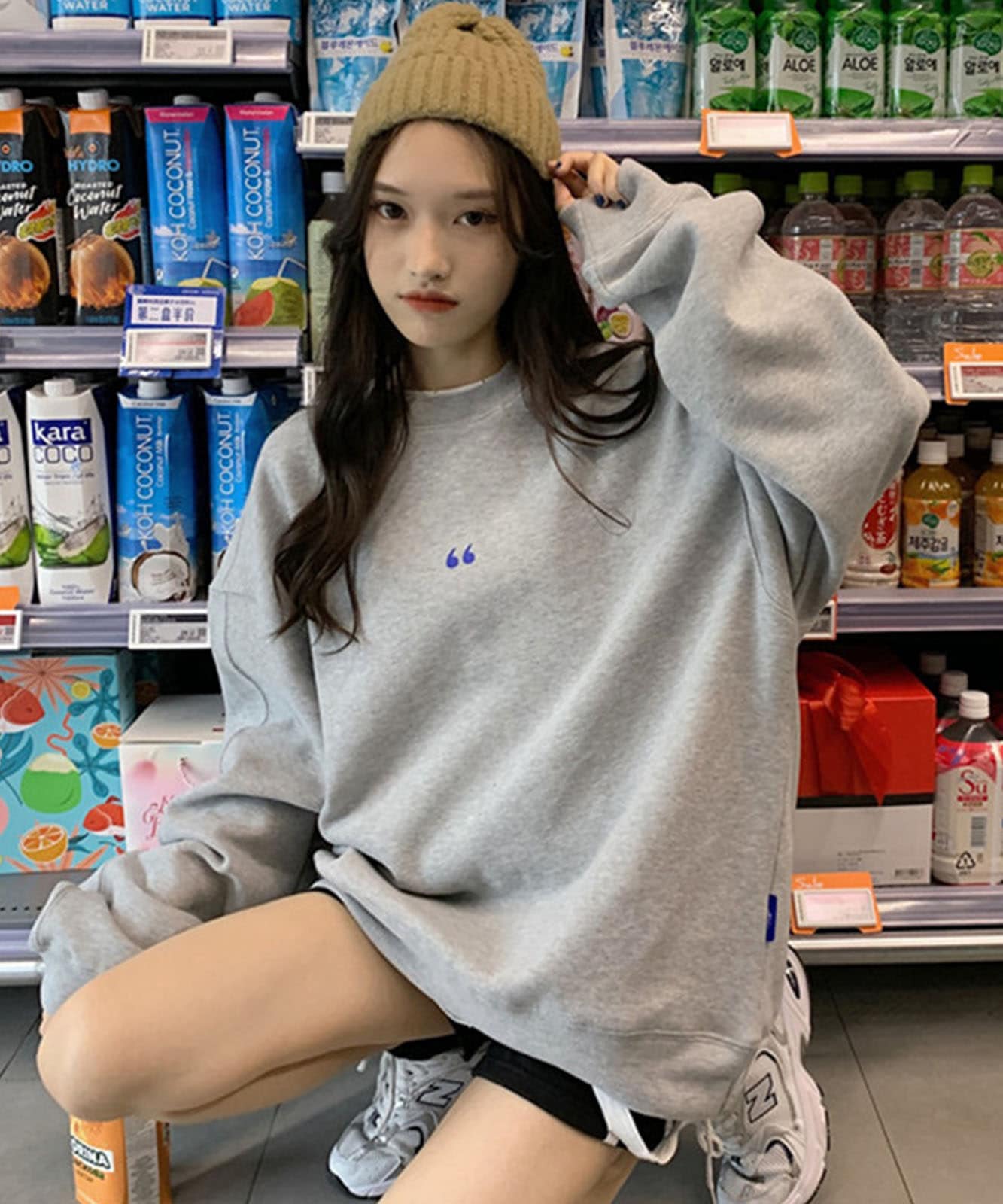 シンボルマーク シンプル ワンポイント オーバーサイズ スウェット トレーナー ビッグシルエット ノームコア メンズ レディース