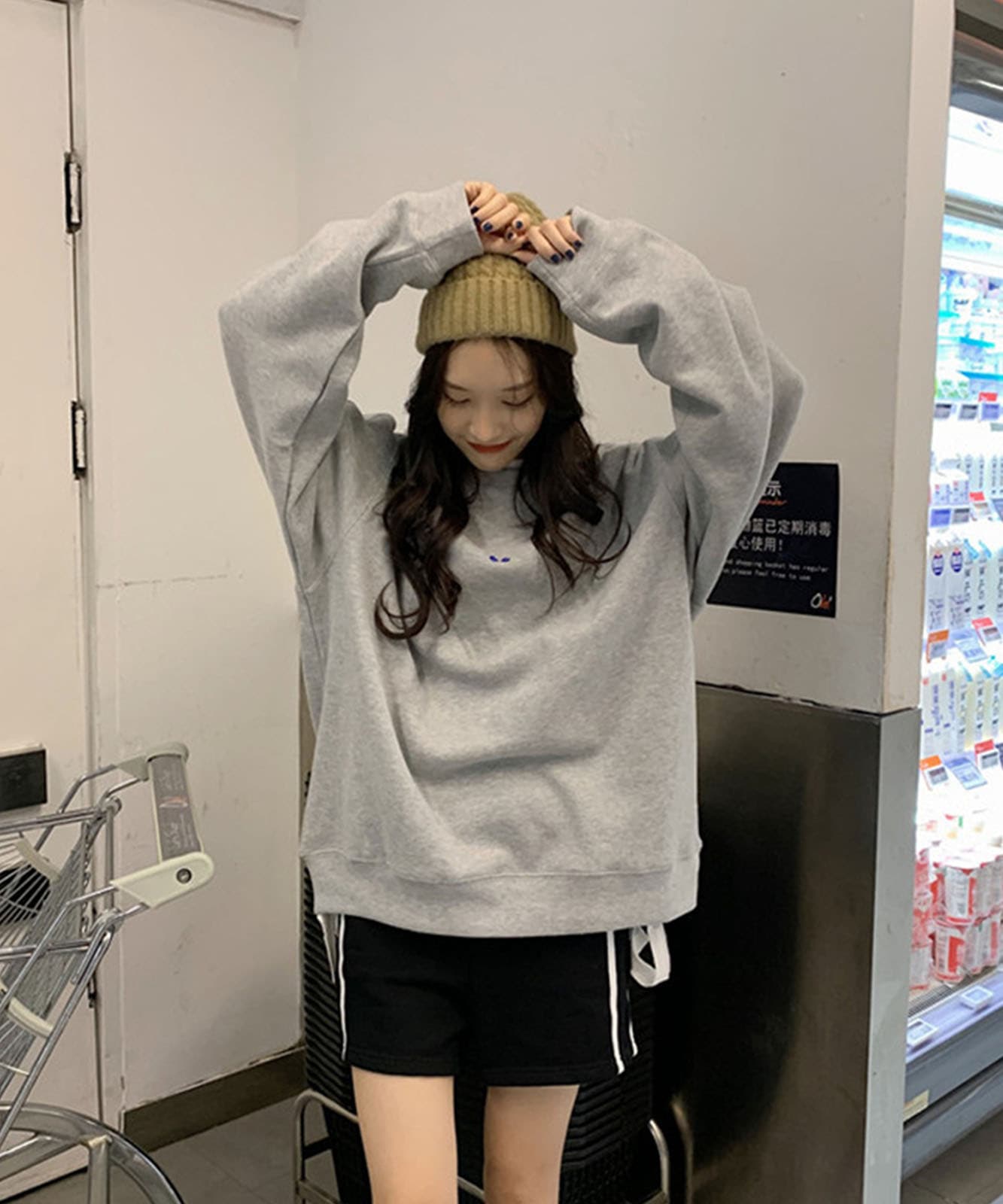 シンボルマーク シンプル ワンポイント オーバーサイズ スウェット トレーナー ビッグシルエット ノームコア メンズ レディース