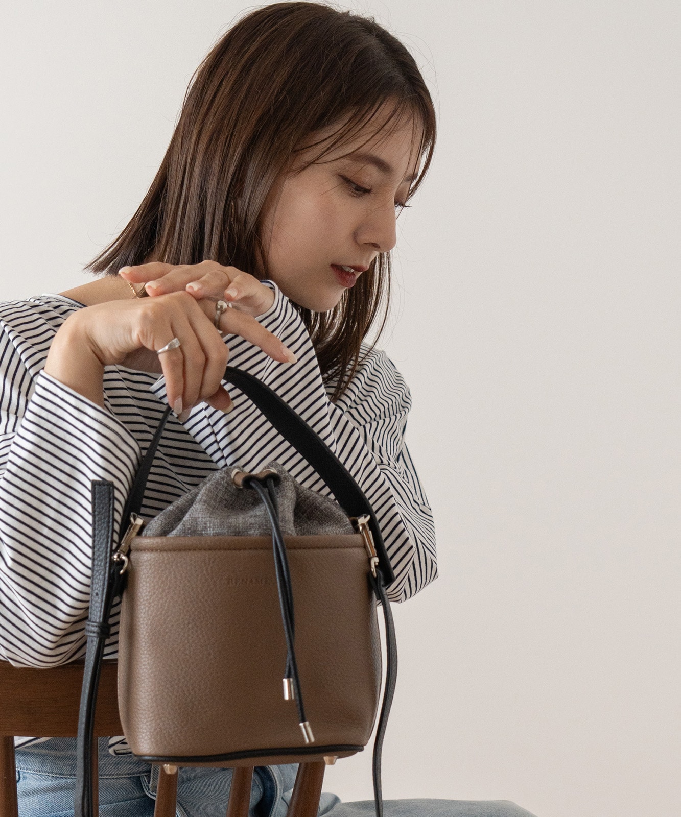 Rename コンビ 巾着 2way ショルダーバッグ