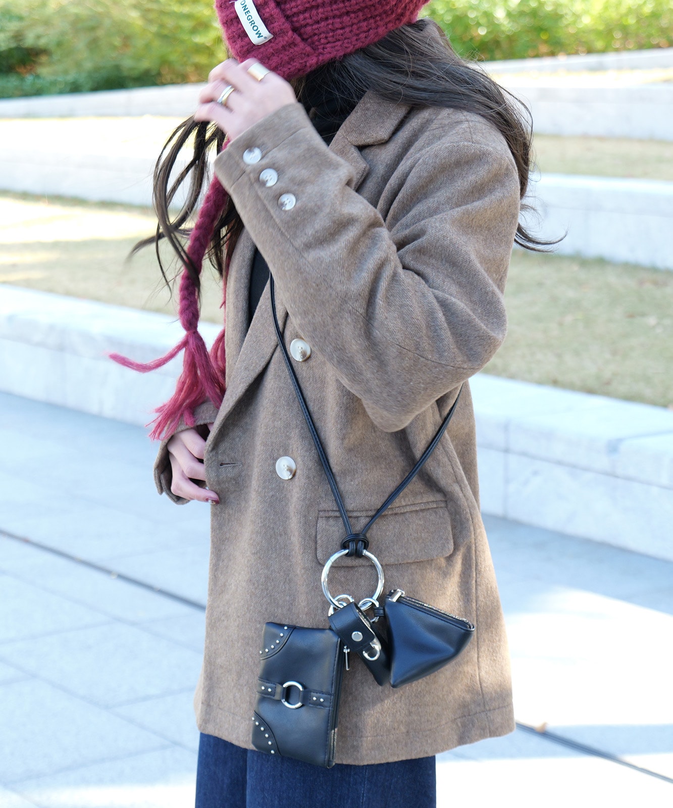 【 DEVICE GAL 】 3パーツ スタッズ カスタム ポーチ ストラップ リップケース付き クロスボディストラップ DSG25140