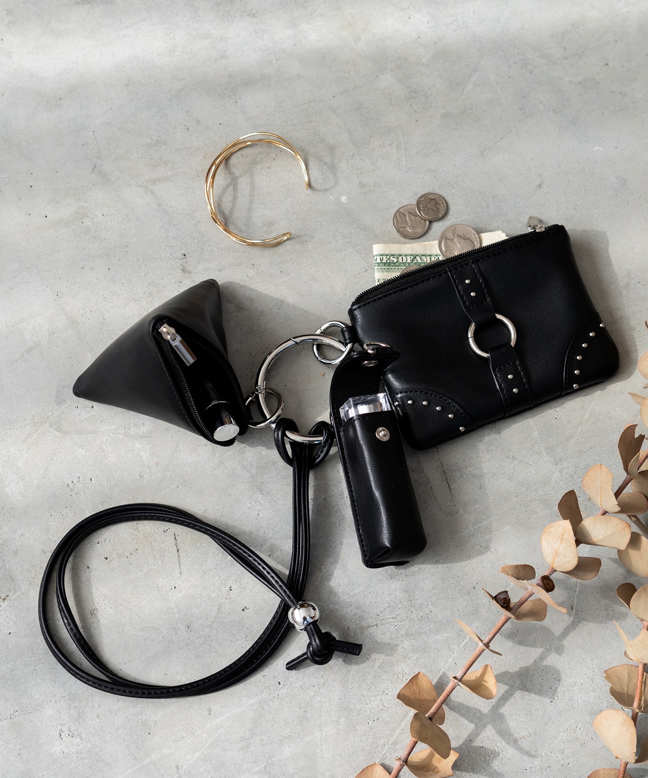 DEVICE GAL 】 3パーツ スタッズ カスタム ポーチ ストラップ リップ